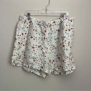Garnet Hill 100% Linen Lounge Shorts Strawberry Print Size XL